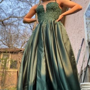Hunter green prom dress